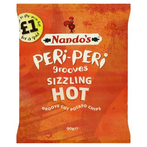 Nandos Peri-Peri Grooves Sizzling Hot Groove Chips 90g Coopers Candy