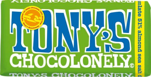 Tonys Chocolonely Dark Chocolate Almond Seasalt 180g (BF: 2023-08-04) Coopers Candy