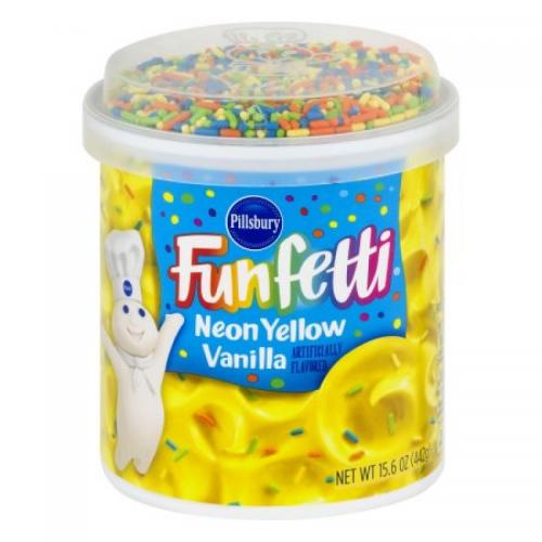Pillsbury Funfetti Neon Yellow Vanilla Frosting 442g Coopers Candy