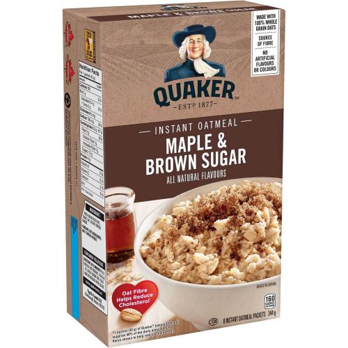 Quaker Instant Oatmeal Maple & Brown Sugar 344g Coopers Candy