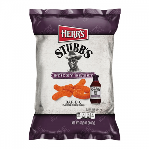 Herrs Stubbs Sticky Sweet Bar-B-Q Cheese Curls 184.3g Coopers Candy