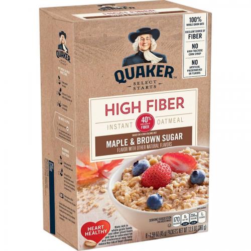 Quaker Instant Oatmeal HIGH Fiber - Maple Brown Sugar 360g Coopers Candy