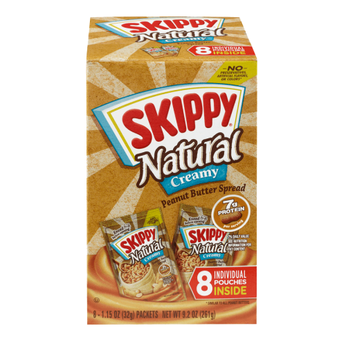 Skippy Natural Creamy Peanut Butter Squeeze Packs 261g Coopers Candy