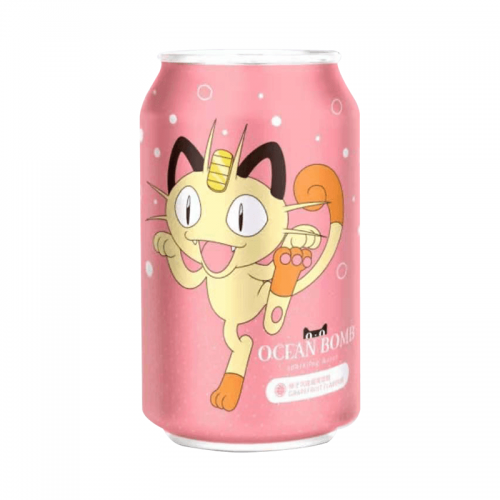 Ocean Bomb Pokemon Meowth Peach Flavour Sparkling Water 330ml Coopers Candy