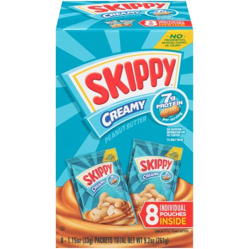 Skippy Creamy Peanut Butter Squeeze Packs 261g Coopers Candy