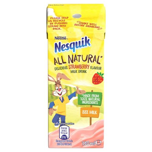 Nesquik All Natural Strawberry Milk 180ml Coopers Candy