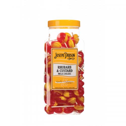 Dobsons Rhubarb & Custard Mega Lollies Jar 90st Coopers Candy