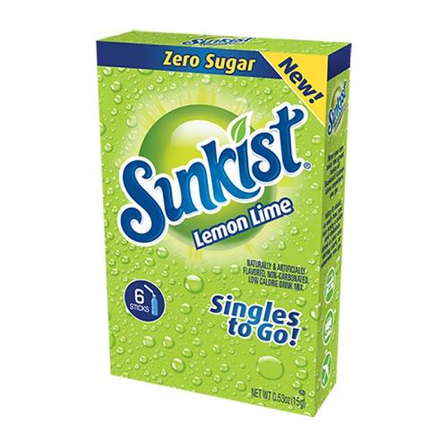 Sunkist Singles to Go 6-pack Zero - Lemon Lime 15g Coopers Candy