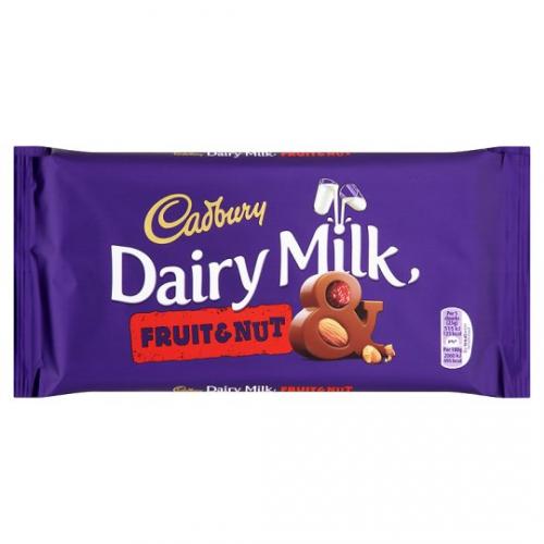 Cadbury Dairy Milk Fruit & Nut Chocolate Bar 95g Coopers Candy