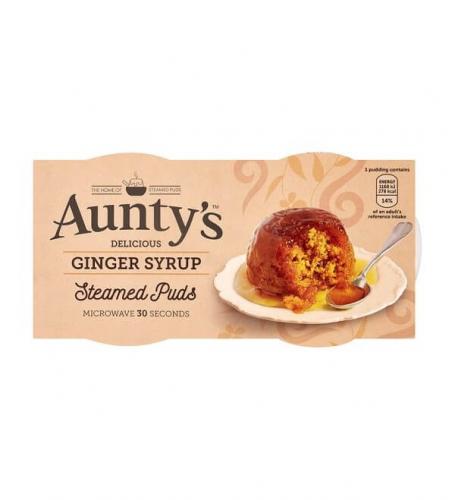 Auntys Delicious Ginger Syrup Steamed Puds 2 x 95g Coopers Candy