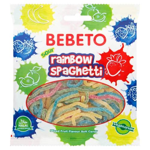 Bebeto Sour Rainbow Spaghetti 70g - DD Coopers Candy