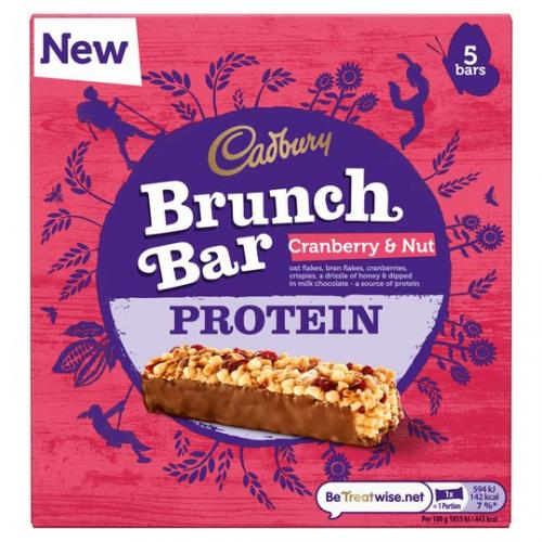 Cadbury Brunch Bar Cranberry & Nut Protein 5-Pack 160g Coopers Candy