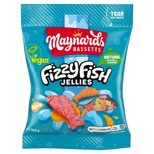 Maynards Bassetts Fizzy Fish Sweets Bag 160g (BF: 2024-03-20) Coopers Candy