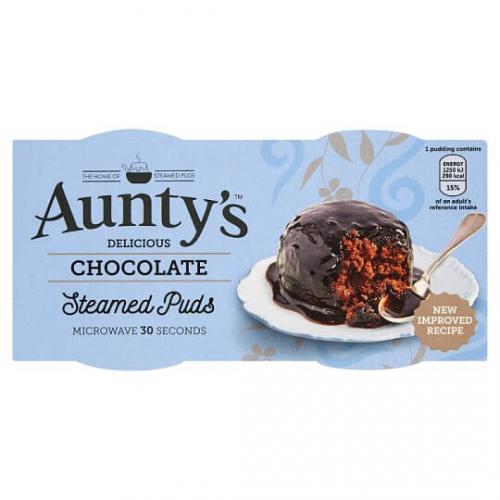 Auntys Delicious Chocolate Steamed Puds 2 x 95g Coopers Candy