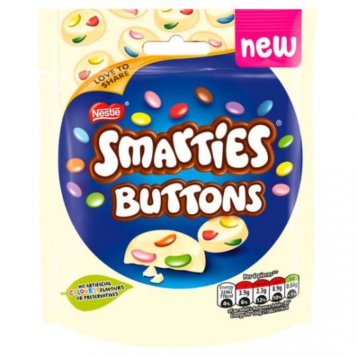 Nestle Smarties Buttons White Chocolate 85g Coopers Candy