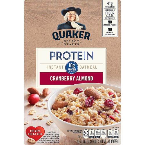 Quaker Instant Oatmeal Protein Cranberry Almond 372g Coopers Candy