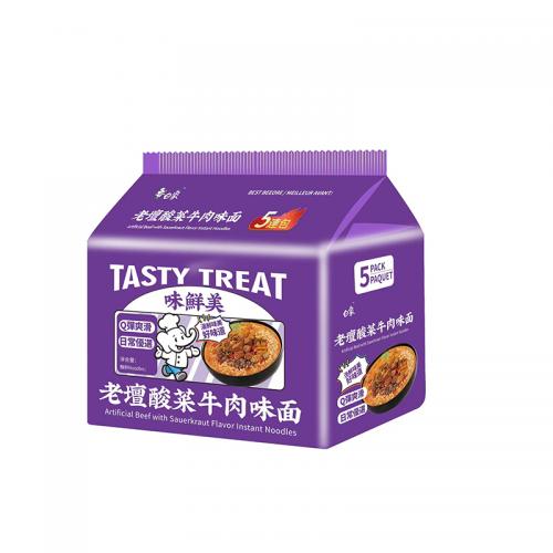 Baixiang Tasty Treat Instant Noodles Beef Sauerkraut 5-Pack 475g Coopers Candy