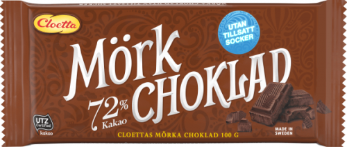 Cloetta Mrk choklad 72 % utan tillsatt socker 100g Coopers Candy