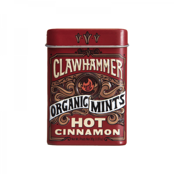 Kjøp Clawhammer Organic Mints Hot Cinnamon 30g hos Coopers Candy