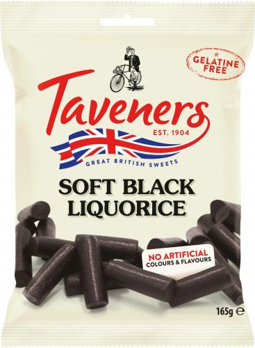 Taveners Soft Black Liquorice 165g Coopers Candy