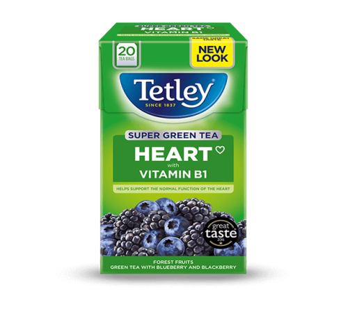 Tetley Super Green Tea Heart Forest Fruits 20 påsar Coopers Candy