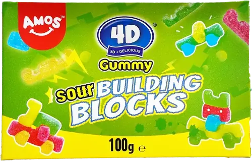 Amos 4D Gummy Sour Building Blocks 100g Coopers Candy