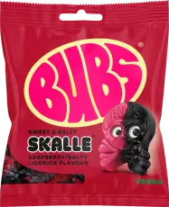 BUBS Raspberry Salty Licorice Skalle 155g Coopers Candy