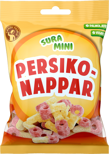 Sura Mini Persikonappar 70g Coopers Candy