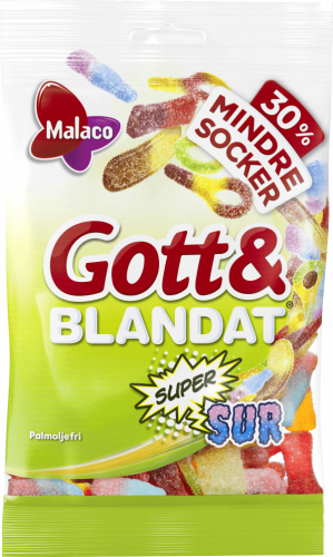 Malaco Gott & Blandat Supersur Mindre Socker 90g Coopers Candy