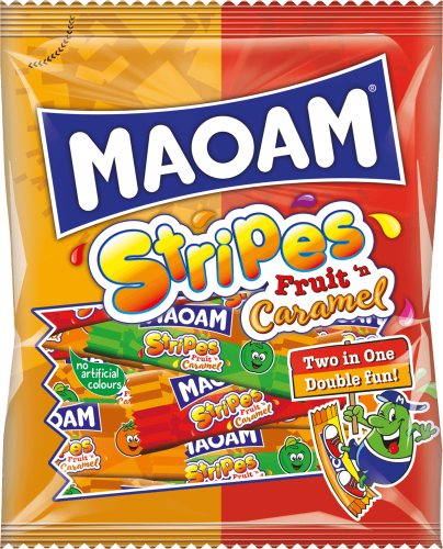 Haribo Maoam Stripes Fruit n Caramel 120g Coopers Candy