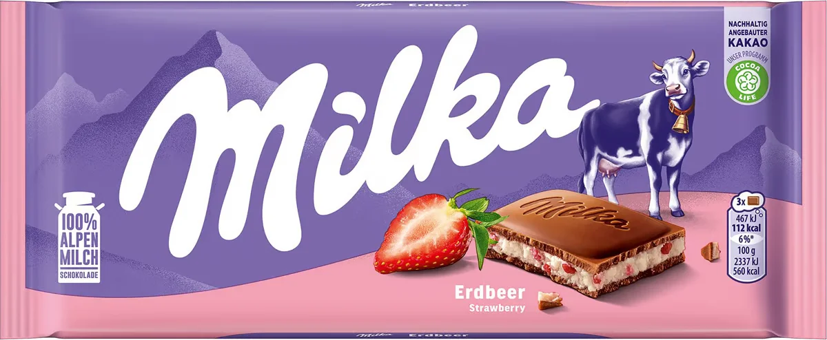 Milka Melkesjokoladebar Jordbær 100g