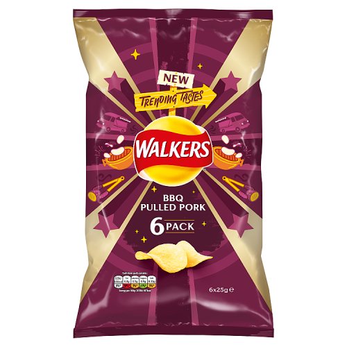 Kjøp Walkers Bbq Pulled Pork Chips 6pk 6x25g hos Coopers Candy