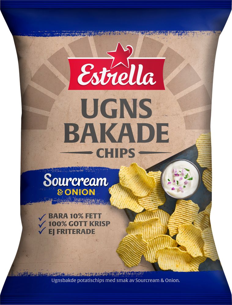 Estrella Ovnsbakte Sour Cream & Onion 125g