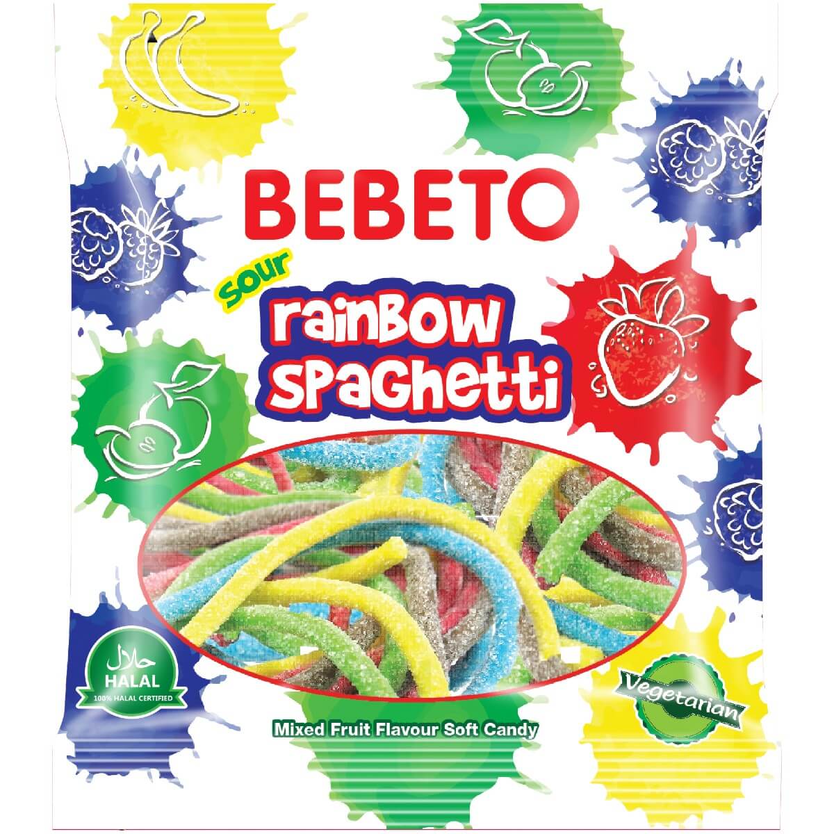 Bebeto Spaghetti Sour Rainbow 80g(BF:2024-10-29)