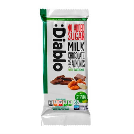 Diablo Stevia Milk Chocolate Almond 75g Coopers Candy