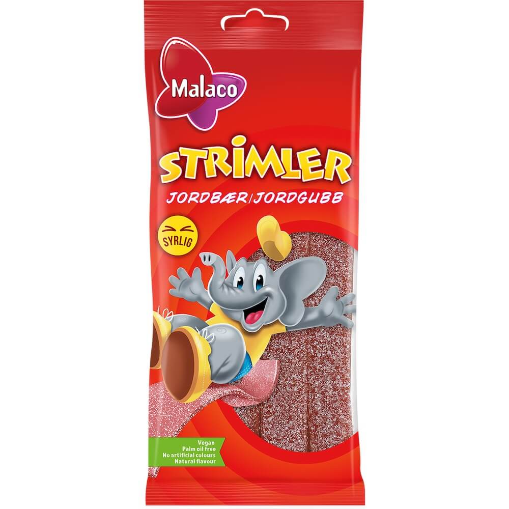 Malaco Strimler Jordbær 80g